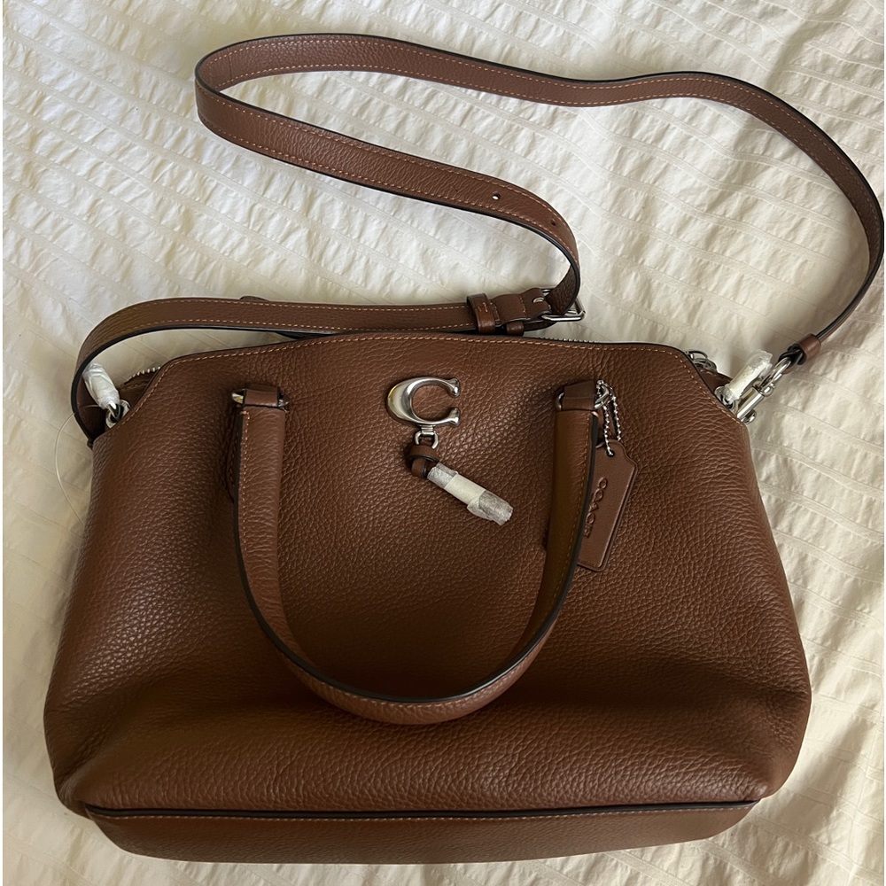 Coach Remi Satchel brown leather pebble bag